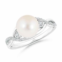 ANGARA Freshwater Pearl and Diamond Infinity Ring for Women in 14K Solid Gold - £703.24 GBP