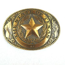 Vintage State of Texas Souvenir Belt Buckle Brass tone Metal Lonestar Western - £23.44 GBP