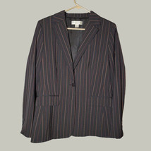 Casual Corner Blazer Womens 8 Black Pinstripe 1 Button Closure - £7.13 GBP