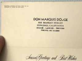 Vintage Don Marquis Dodge, Lancer, Trucks Concord, California Christmas Card - $19.59