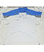 Under Armour UA Shirt Lot 2 Men&#39;s Performance Polo Heat Gear XL Blue White - $14.50