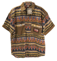 $50 Going Crazy Enrico Bossini Hip Hop Vintage 90s Hood Brown Button Shirt M New - £49.33 GBP