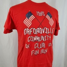 Vintage Screen Stars T-Shirt 1985 Orfordville Fun Run 50/50 Deadstock 80s Flags - £22.01 GBP