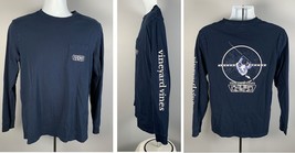 Vineyard Vines Hockey Logo Long Sleeve Pocket T Shirt Mens Small blue - £17.73 GBP