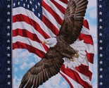 23.5&quot; X 44&quot; Panel Bald Eagle American Flag Patriotic Cotton Fabric D766.67 - $9.11