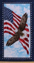 23.5&quot; X 44&quot; Panel Bald Eagle American Flag Patriotic Cotton Fabric D766.67 - £7.21 GBP