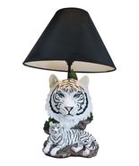 Ebros White Rare Alaskan Tiger Desktop Table Lamp Statue With Black Fabr... - $89.99