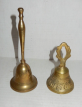 2 Vintage Christian Orthodox Brass Altar Sanctuary Bells Etched Ornamental - $45.00