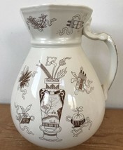 1890s Antique Aesthetic Movement Transferware Ironstone Porcelain Pitcher Vase - £239.05 GBP