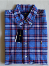 Ralph Lauren Classic Fit Blue Plaid Oxford Short Sleeve Shirt M NWT - $62.00