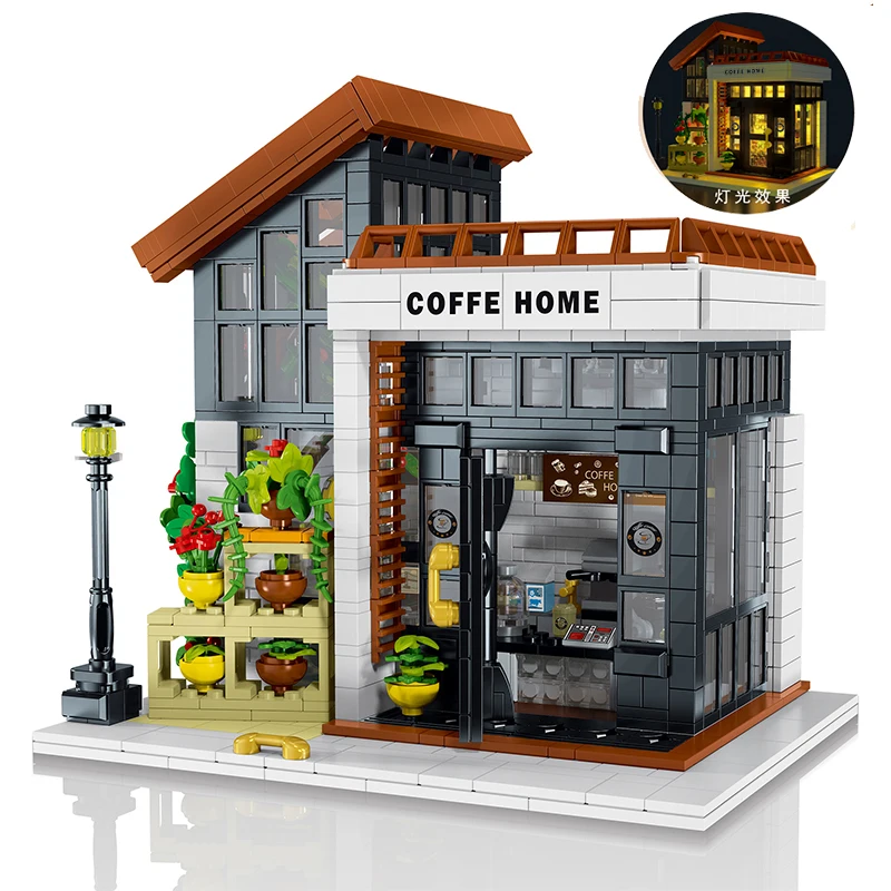 Creative Sunshine Flower House Coffee Shop Building Block Toys Decoration Model - £58.74 GBP+