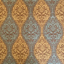8.8  Yards Waverly Inspirations Brown Gold Green Damask Scroll Paisley Fabric - £66.83 GBP