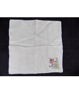 BEAUTIFUL VINTAGE HANDMADE EMBROIDERED HANDKERCHIEF  12&quot; Sq Floral Filigree - $6.61 CAD