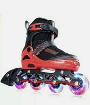 Papaison Adjustable Inline Skates Kids &amp;Adults illuminating Wheels Red B... - $43.12