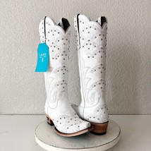 Lane CALYPSO White Cowboy Boots Womens 7 Leather Snip Toe Bridal Tall Snip Toe - $336.60