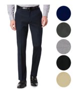 Men&#39;s Premium Slim Fit Dress Pants Slacks Flat Front Multiple Colors - £16.23 GBP+