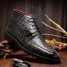 Marco Di Milano Genuine Caiman Crocodile Chukka Boot Martinelli Black image 7