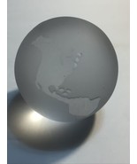 Frosted Etched World Globe Glass Art Desk Heavy Paperweight 3” Clear Vin... - $319.13 MXN