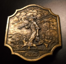 Bergamot Brass Works Belt Buckle 1976 Coca Cola Boy Dog Summer Fishing Theme - $17.99