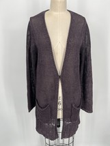 Poetry UK Open Knit Duster Cardigan Sz UK 16 (US 12) Purple 100% Linen - £38.37 GBP