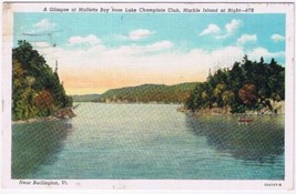 Postcard Malletts Bay From Lake Champlain Club Marble Island Burlington Vermont - £2.36 GBP