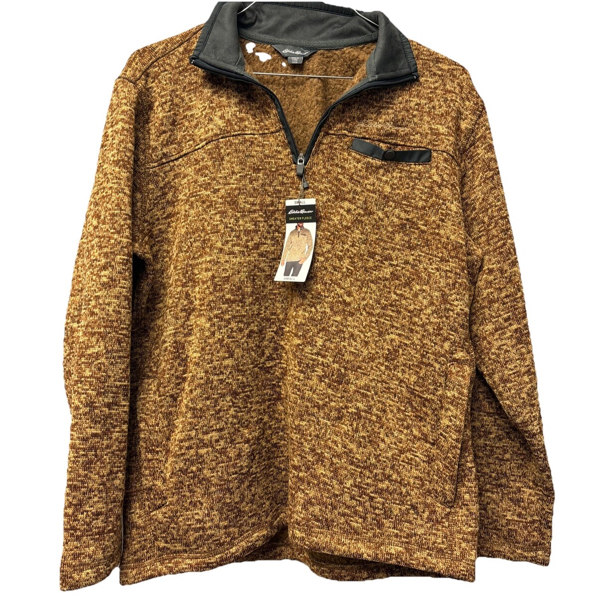 Eddie Bauer Men’s  sweater fleece 1/4 zip Small Classic Fit, Rust - $17.70