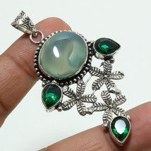 Green Chalcedony Chrome Diopside Gemstone Ethnic Pendant Jewelry 2.70&quot; SA 6734 - £3.18 GBP