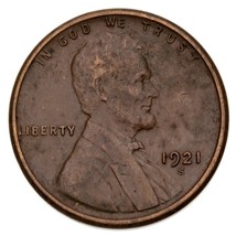 1921-S 1C Lincoln Cent in XF Condition, Brown Color, Full Wheat Lines - £31.27 GBP