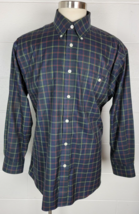 Orvis Mens Long Sleeve Cotton Button Front Shirt Plaid Blue Green Tartan XL - $24.75