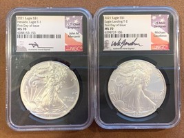 2021- American Silver Eagles- NGC- MS70- T1 &amp;T2- FDOI- Mercanti/Gaudioso... - $300.00