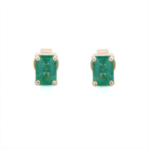 18K Yellow Gold Emerald Stud Earrings - £217.42 GBP