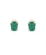 18K Yellow Gold Emerald Stud Earrings - £215.55 GBP