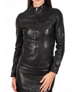 Women&#39;s Genuine Lambskin Real Leather Motorcycle Slim fit Biker Jacket -... - $161.21 CAD