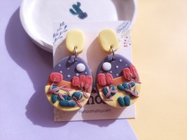 Cactus Plant Earrings, Clay Earrings, Handmade Jewelry, Nature Inspired, Gift Fo - £16.62 GBP