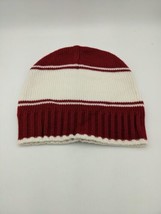 Knit Red White BEANIE HAT Striped Pre-owned Unused Ribbed  - £9.49 GBP