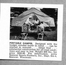 1962 Print Ad Spencer Sports Products Tent Camping Trailers Spencer,WI - $9.28