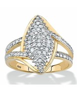 PalmBeach Jewelry Round Gold-Plated Silver Diamond Split-Shank Cluster Ring - £79.69 GBP