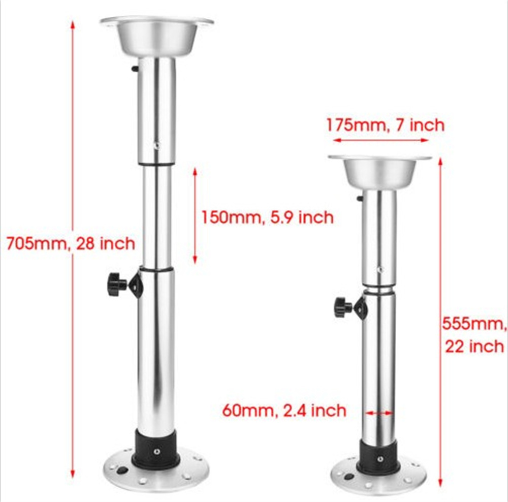 Aluminum Adjustable Table Pedestal Leg Base Mount 21.9-27.8 Inch Marine ... - $169.00