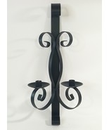 c.1970s Large Black Wrought Iron Wall Sconce Double Candle Holder 20.5&quot; OBO - €23,97 EUR