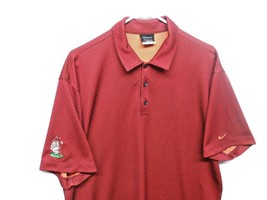 Nike Golf Sz L Dri Fit Red Orange Mens Piggly Pig Polo Shirt Patterned 2... - £13.59 GBP