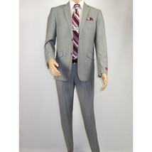 Men RENOIR suit Solid Two Button Business or Formal Slim Fit 202-2 Light gray image 12