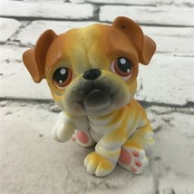 Littlest Pet Shop English Bulldog Figure Golden Brown Wrinkly Puppy Animal Toy - £7.73 GBP