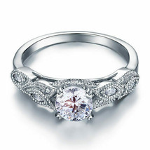 Bague de fiançailles de style vintage 1 ct diamant taille ronde finition or... - £71.65 GBP