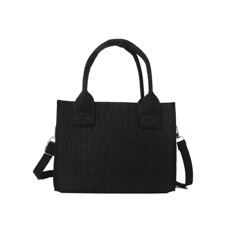 New Women Felt Mini Tote Handbag Popular Stone Texture Oneshoulder Messe... - $19.23