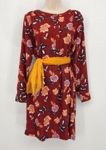 Loft Outlet Petite Long Sleeve Shift Dress Women&#39;s Size LP Burgundy Floral - £15.98 GBP