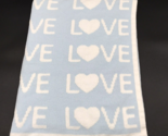 Nordstrom Baby Blanket Chenille Love Reverse Print Blue White - £17.57 GBP