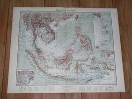 1927 Map Of Indonesia Malaysia Vietnam Thailand Siam Singapore Philippines - £24.53 GBP
