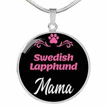 Swedish Lapphund Mama Necklace Circle Pendant Stainless Steel Or 18K Gold 18-22&quot; - £43.48 GBP