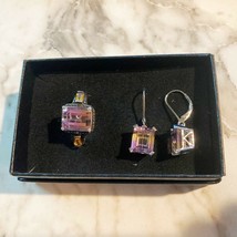 Genuine Natural Ametrine Black Diamond Ring 8 Matching Sterling Dangle Earrings - £179.65 GBP