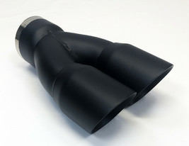 Exhaust Tip 3.00  Inlet Dual 3.00  X 9.50 Long Round Double Wall High Temp Black - £59.44 GBP